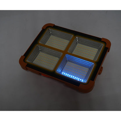 Hordozható LED projektor 200W napelemes panellel 3W, 12000mAh akkumulátor, 6 világítási mód, mágnes, kampó, USB Power Bank Breckner Germany