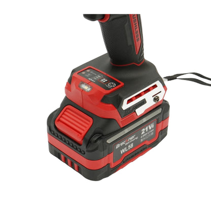 Ütvefúró-csavarbehajtó 1000W, 2 akkumulátor 21V, 4Ah Li-ion, LED, brushless, 180Nm, 13mm tokmány, 0-500/2000rpm, vibráció elleni fogantyú Breckner Germany