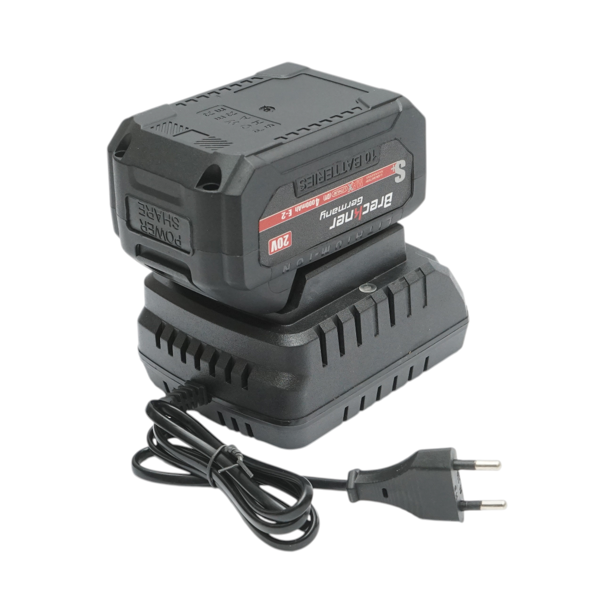 Professzionális elektromos láncfűrész 2 darab 20V, 4Ah Li-ion akkumulátorral, brushless motor, LED digitális kijelző, 12 inch (300mm) lánc Breckner Germany