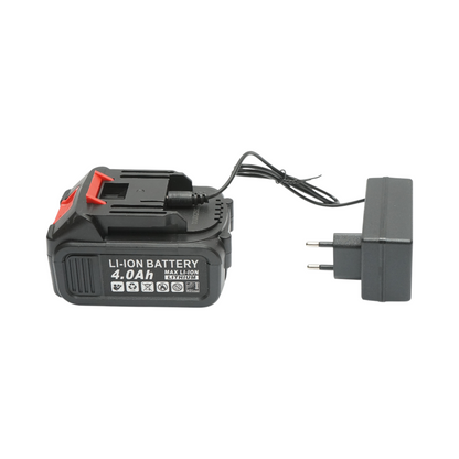 Mini elektromos fűrész 2 db 24V, 4Ah Li-ion akkumulátorral, 8 inch (200mm) lánc, 4000rpm fordulatszám Breckner Germany