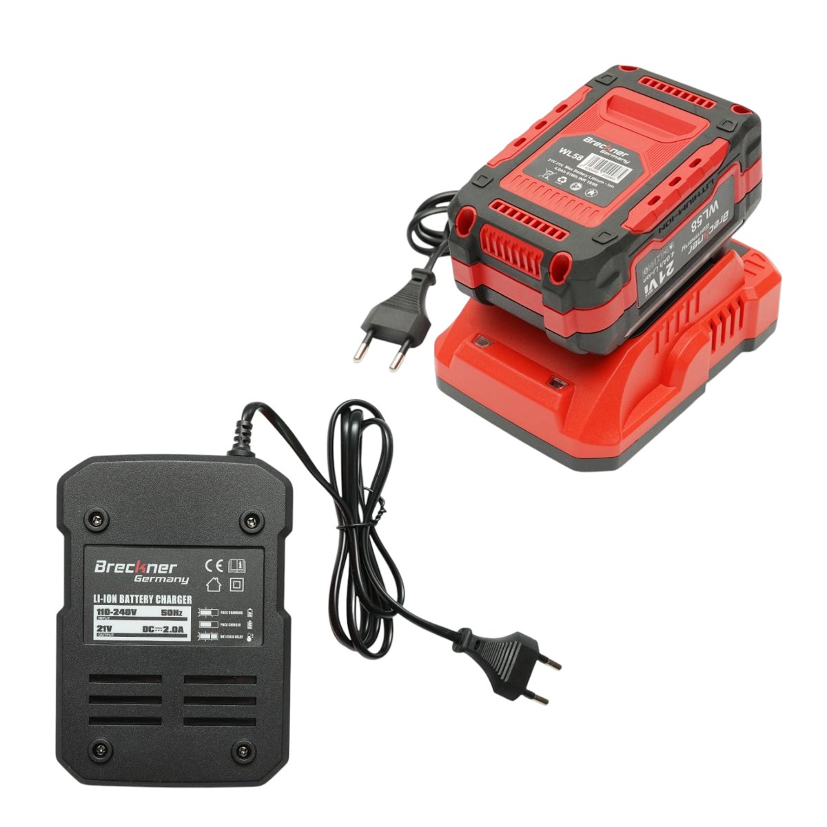 Ütvefúró-csavarbehajtó 1000W, 2 akkumulátor 21V, 4Ah Li-ion, LED, brushless, 180Nm, 13mm tokmány, 0-500/2000rpm, vibráció elleni fogantyú Breckner Germany
