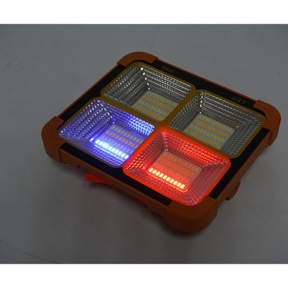 Hordozható LED reflektor 100W napelemes panellel 1.5W, 3600mAh akkumulátor, 6 világítási mód, mágnes, karabiner, USB Power Bank 210x170x55mm Breckner Germany