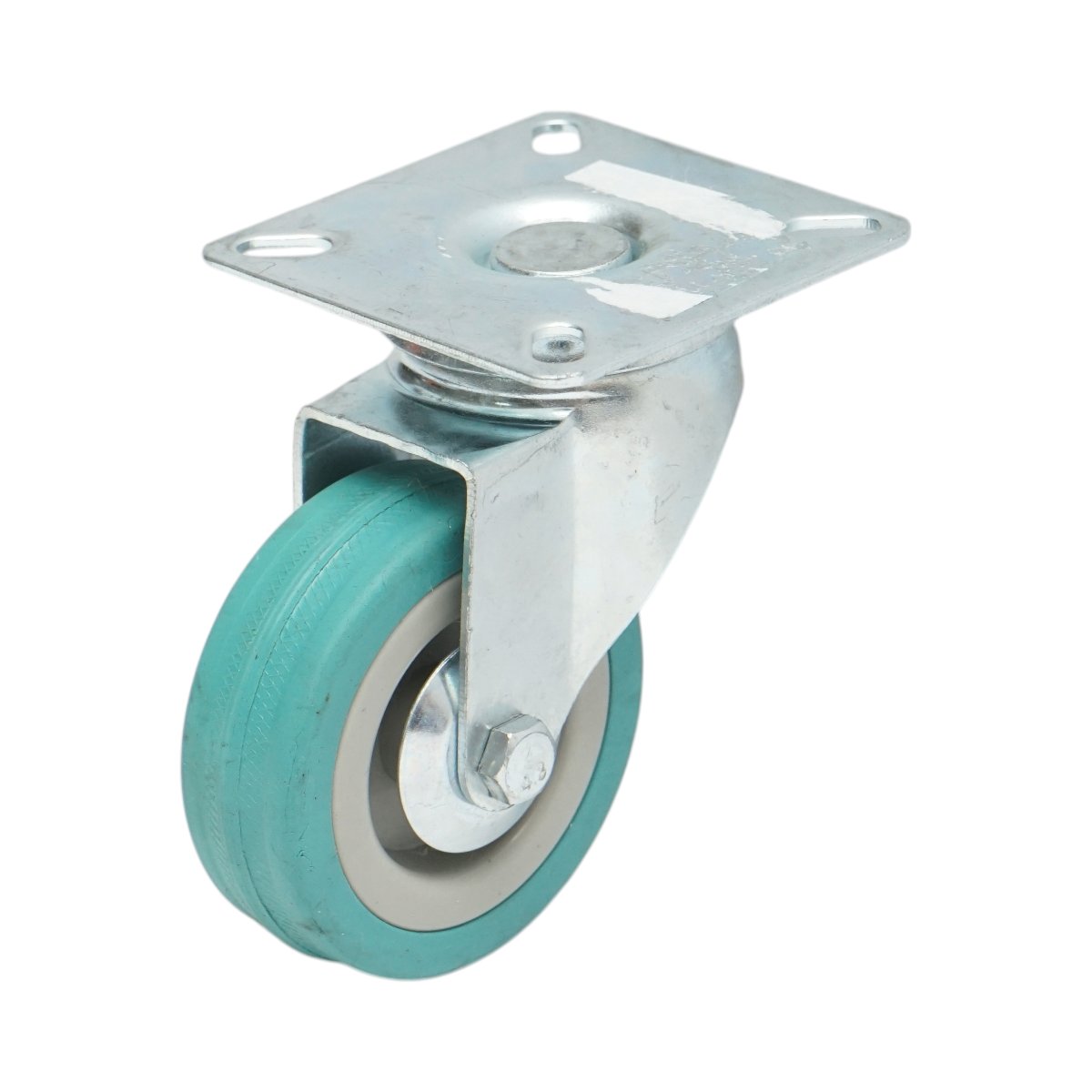 Forgó kerék 65x19mm fék nélkül, kék tömör gumi, acél lemez 65x65mm 35kg