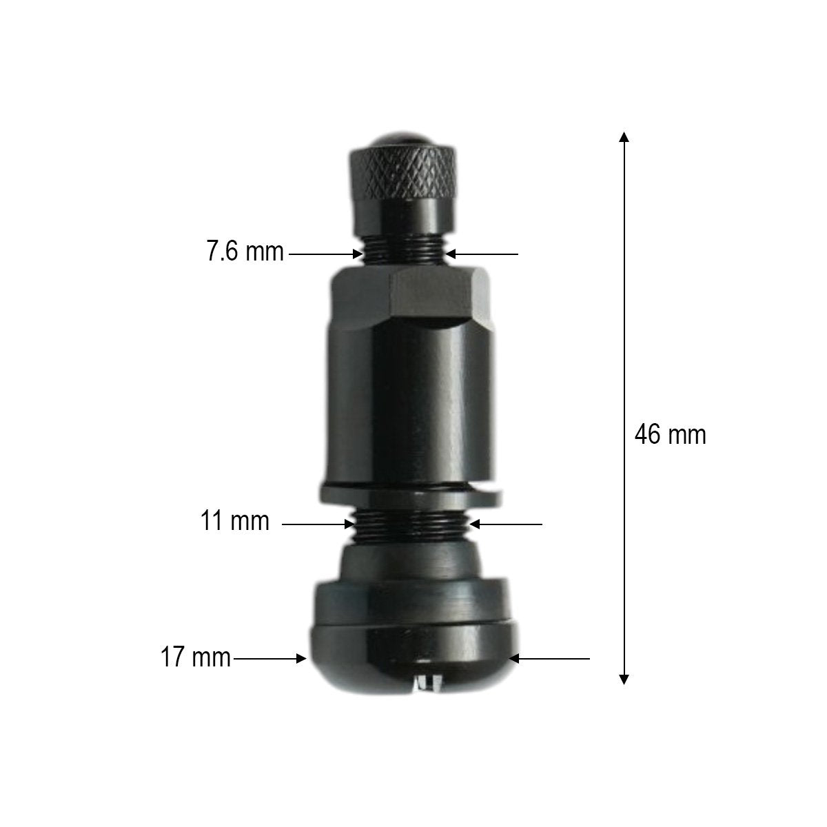 MS525 fekete mechanikus tubeless gumiszelep, 46 mm