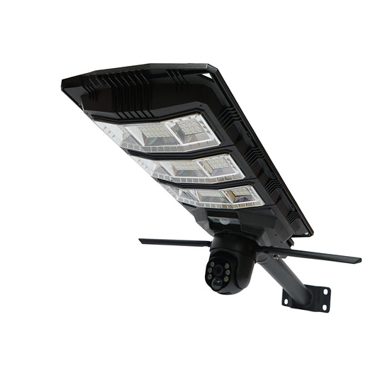 Napelemes LED lámpa 450W, Ai 4 MP megfigyelő kamera, 4G sim 24W-os napelemmel, LiFePO4 18Ah akkumulátor, 360 forgatás, éjjellátó, emberérzékelés, V380 Pro alkalmazás.