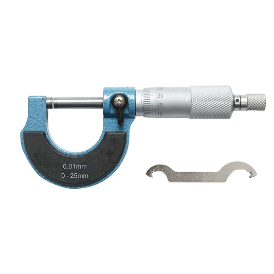 Kültéri mechanikus mikrométer zománcozott kerettel, metrikus 0-25 mm