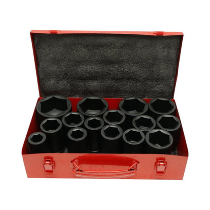 Breckner Germany 15 részes hosszú södrönycső kulcs készlet Ütődugókulcs készlet,  22-60mm, 1 inch négyzet Cr-Mo ütőkamiont