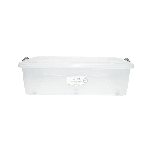 40L tárolódoboz fedéllel és átlátszó műanyag kerekekkel 725x470x200mm