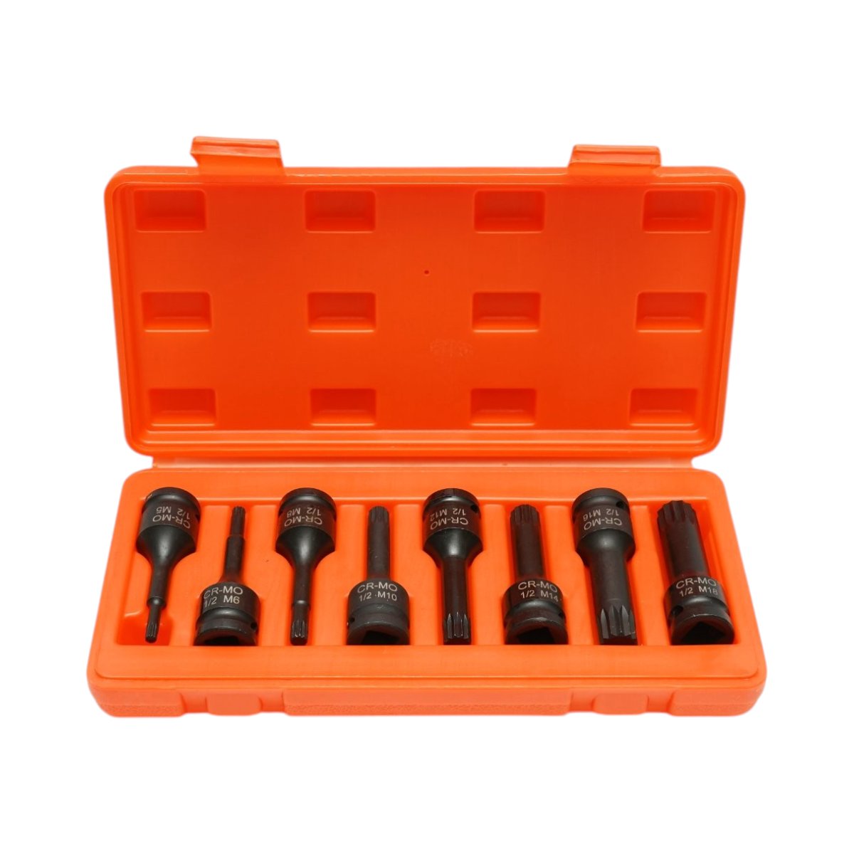 Breckner Germany 1/2” Spline hosszú ütvecsavarozó bitkészlet, M5–M18, 8 részes