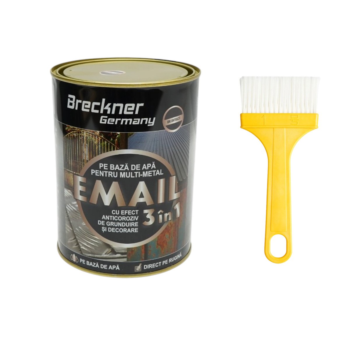 3 az 1-ben rozsdagátló email festék antracit szürke RAL 7016 fémhez 2kg, közvetlenül a rozsdára, vízalapú Breckner Germany