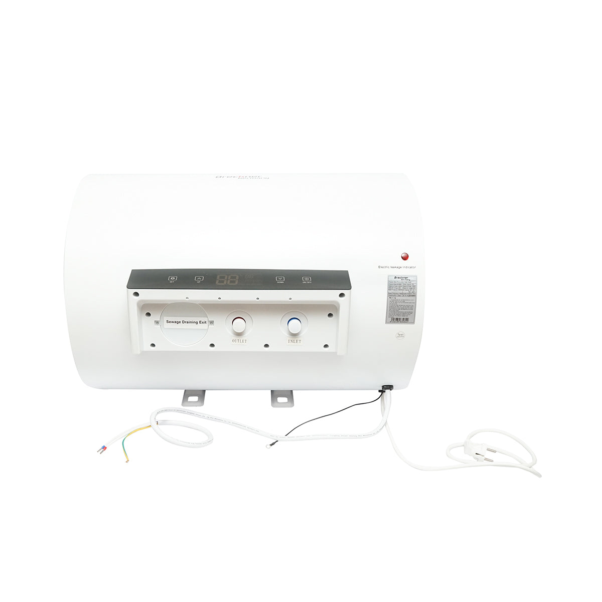 Elektromos vízforraló AC/DC, napelemes/220V, 60L, 2000W, 470x685mm, vízszintes szereléssel és távirányítóval használati melegvízhez Breckner Germany