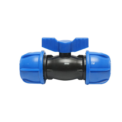 PEHD tömörített golyós golyóscsap HDPE D40x40mm, PN16 öntözőrendszerekhez