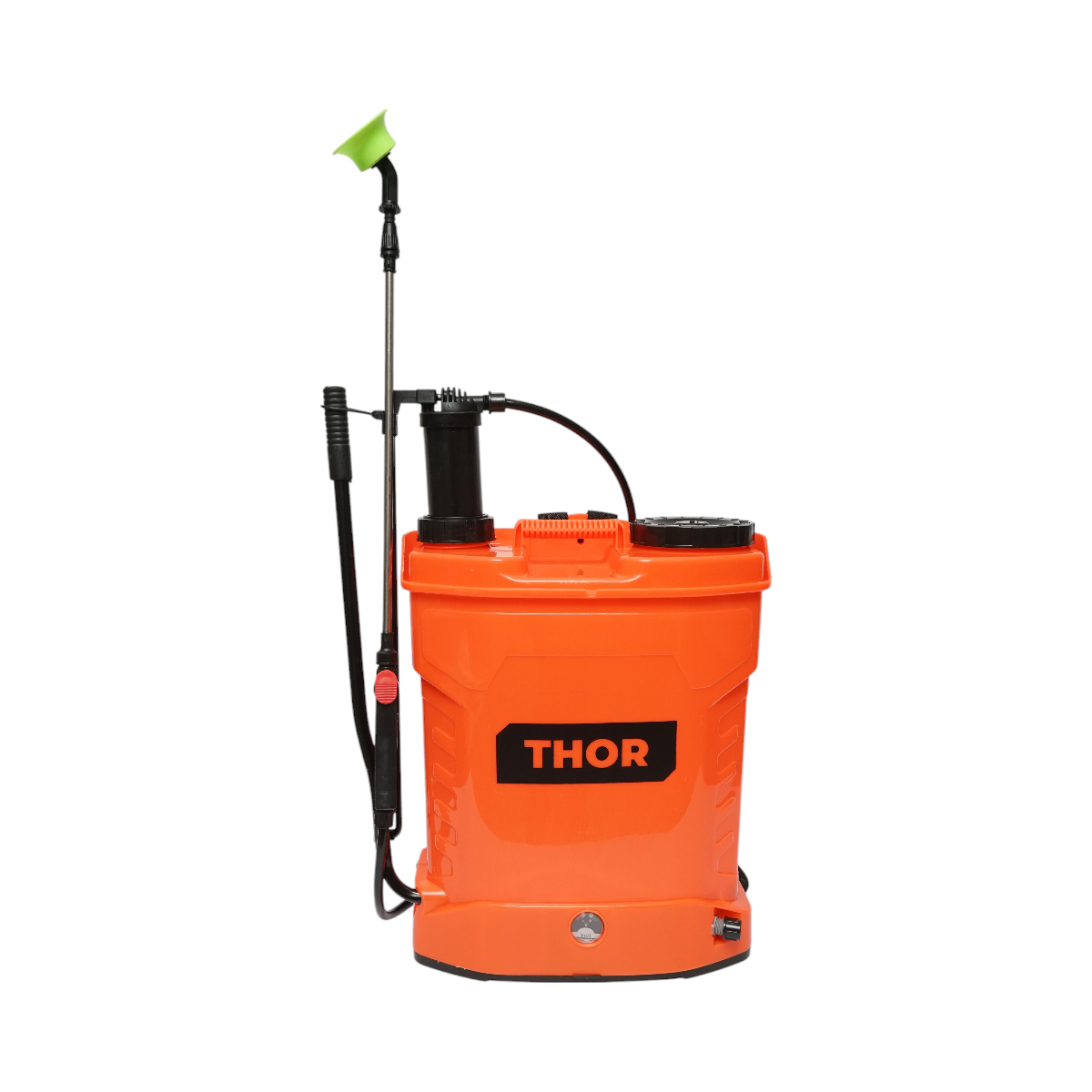 Permetezőszivattyú, vermorel 2 az 1-ben kézi és elektromos 16 literes tartállyal, 12V/8Ah akkumulátorral, 4 fúvókával, 3,1 l/perc áramlási sebességgel THOR