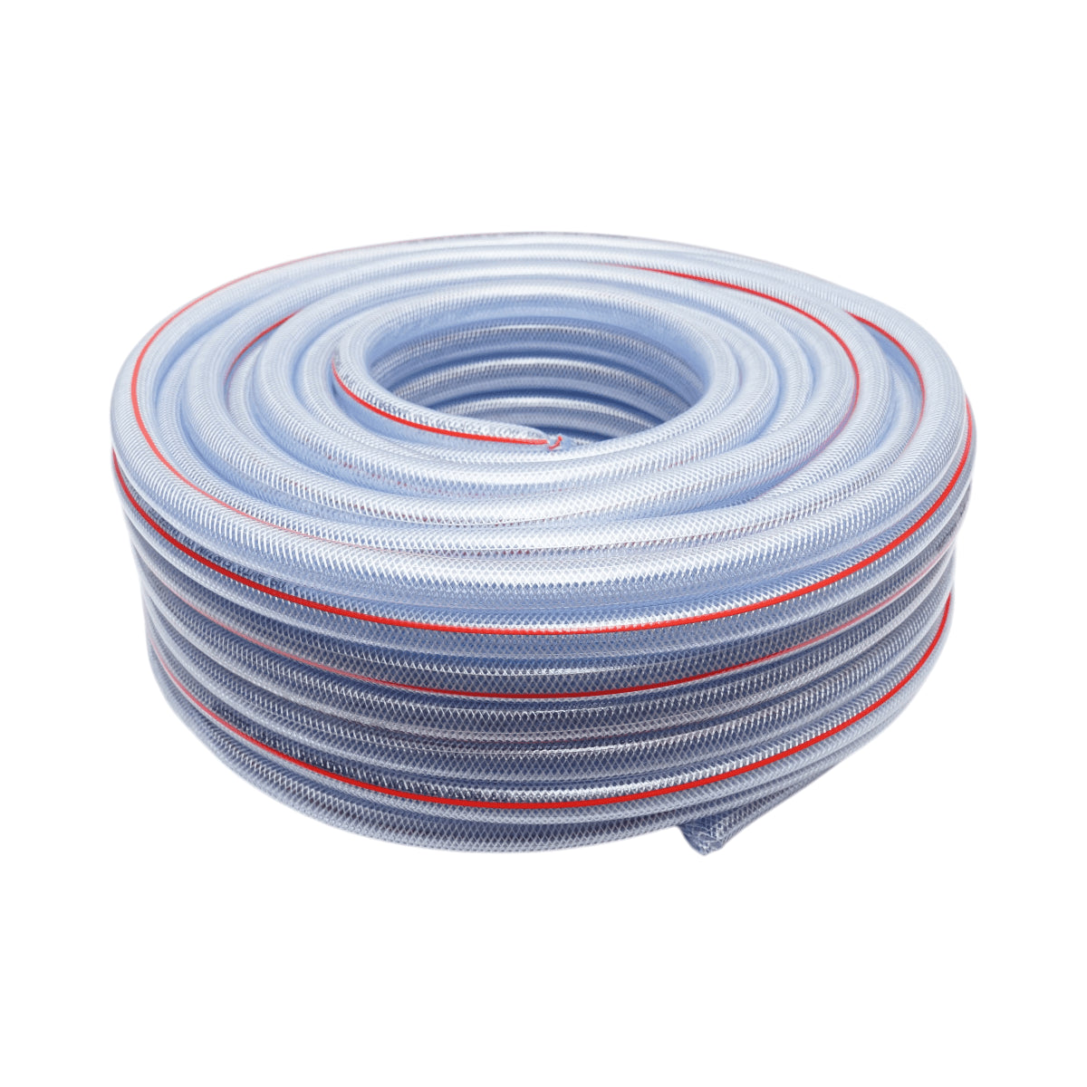 Átlátszó PVC kerti tömlő, slag, 3/4 inch (19mm), PN6 bar, 19x25mm fonott textilbetéttel 50m/tekercs INTENZÍV HASZNÁLAT