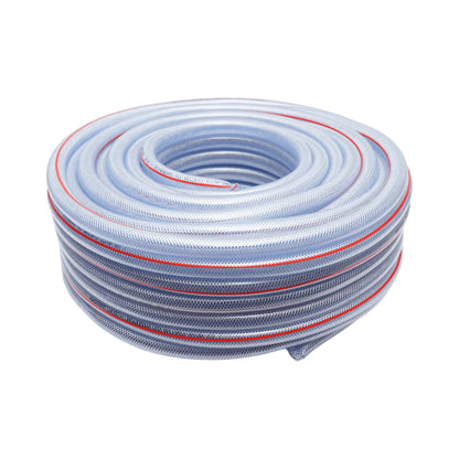 Átlátszó PVC kerti tömlő, slag, 3/4 inch (19mm), PN6 bar, 19x25mm fonott textilbetéttel 50m/tekercs INTENZÍV HASZNÁLAT