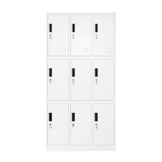 Fém gardróbszekrény, értékmegőrző szekrény, 1800x900x450mm 3x3, 9 ajtóval, szürke Breckner Germany