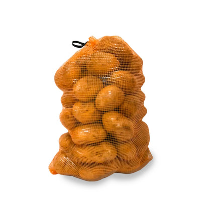 Raschel zsák fogantyúval 330x500mm zöldségekhez 10kg narancssárga színben