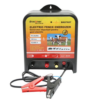 Impulzusgenerátor, villanypásztor készülék 12V, 14 Joule, 160km elektromos kerítéshez Breckner Germany