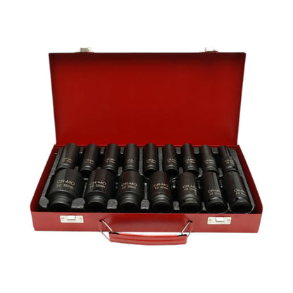 Breckner Germany hosszú dugókulcs készlet 10-36mm, 1/2 inch négyzet Cr-Mo 16 darab