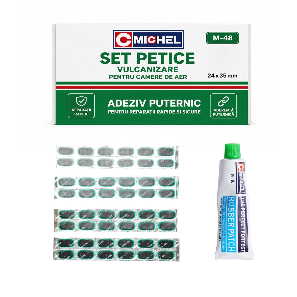 48 db ovális gumifolt szett 24x35mm + 1 db 20ml ragasztó tubus légumihez M-48 Michel