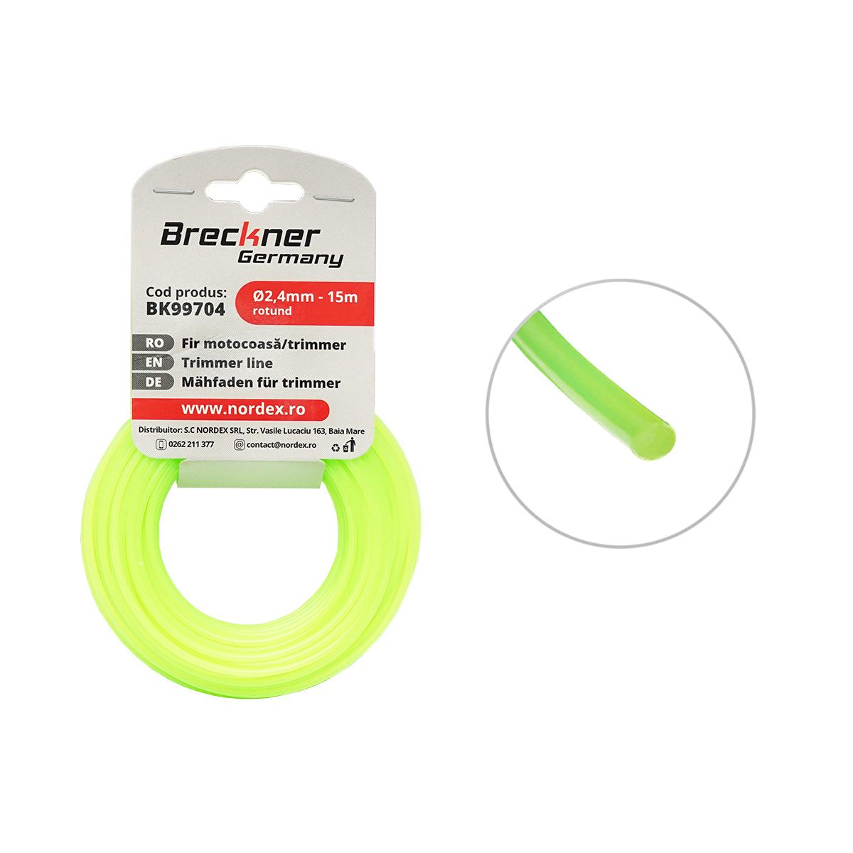 Fűkasza damil, kerek 2,4 mm x 15 m Breckner Germany