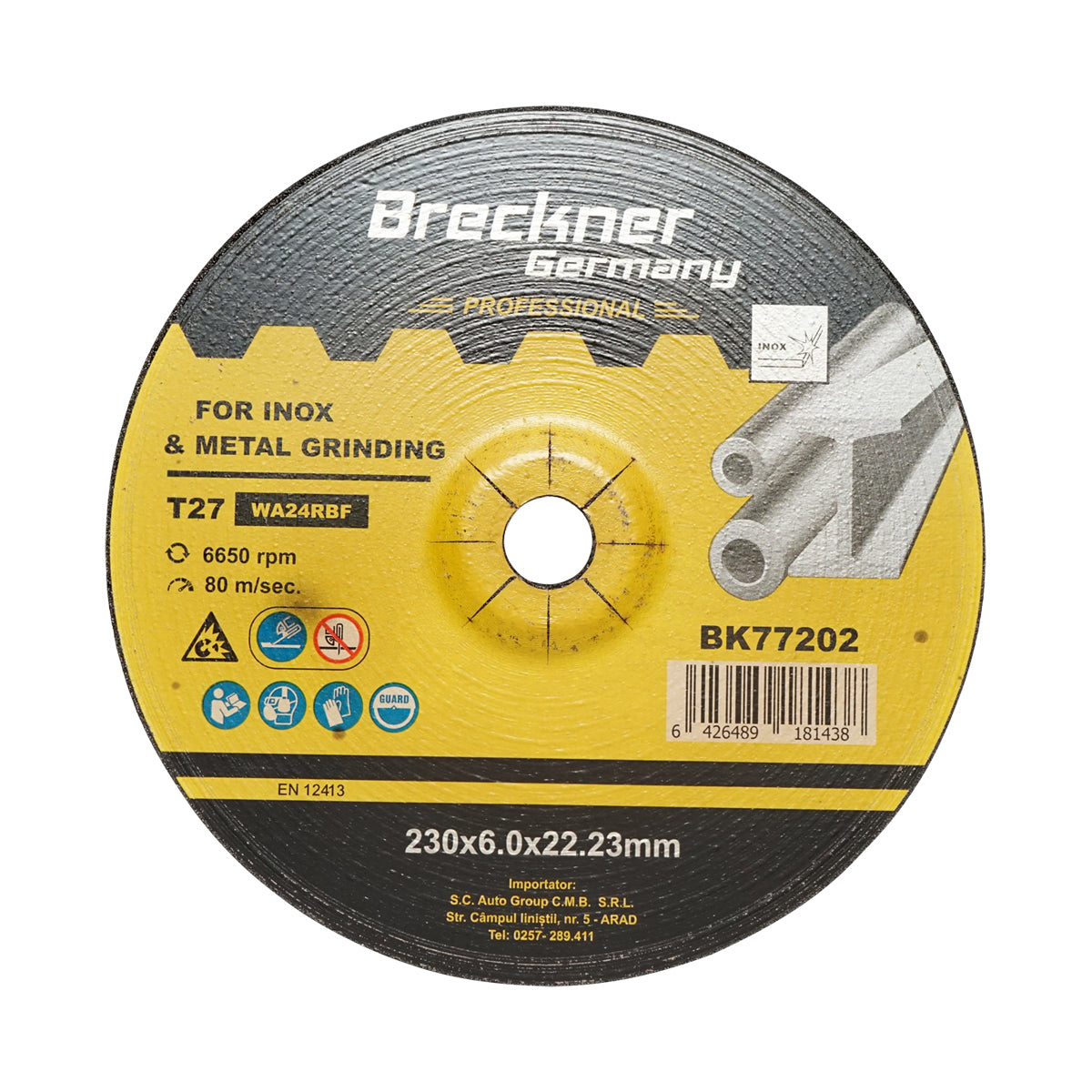 Rozsdamentes acél T27 230x6.0x22mm vágó és polírozó flex korongok T27 230x6.0x22mm Breckner Germany