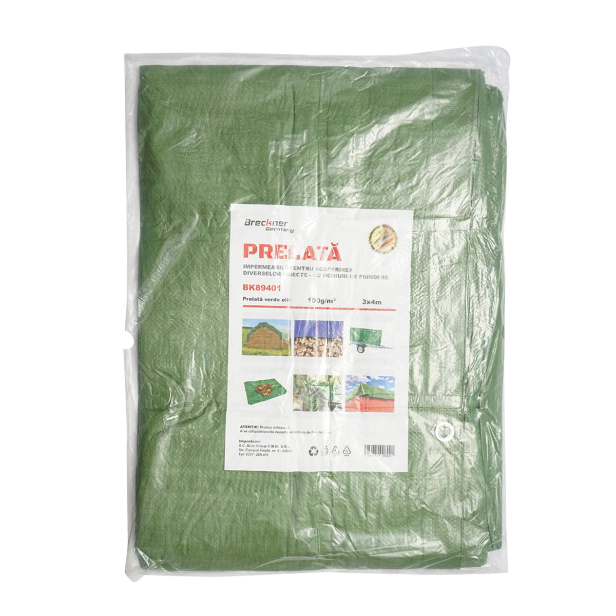 Hálós ponyva 100g/m2 zöld 3x4m Breckner Germany