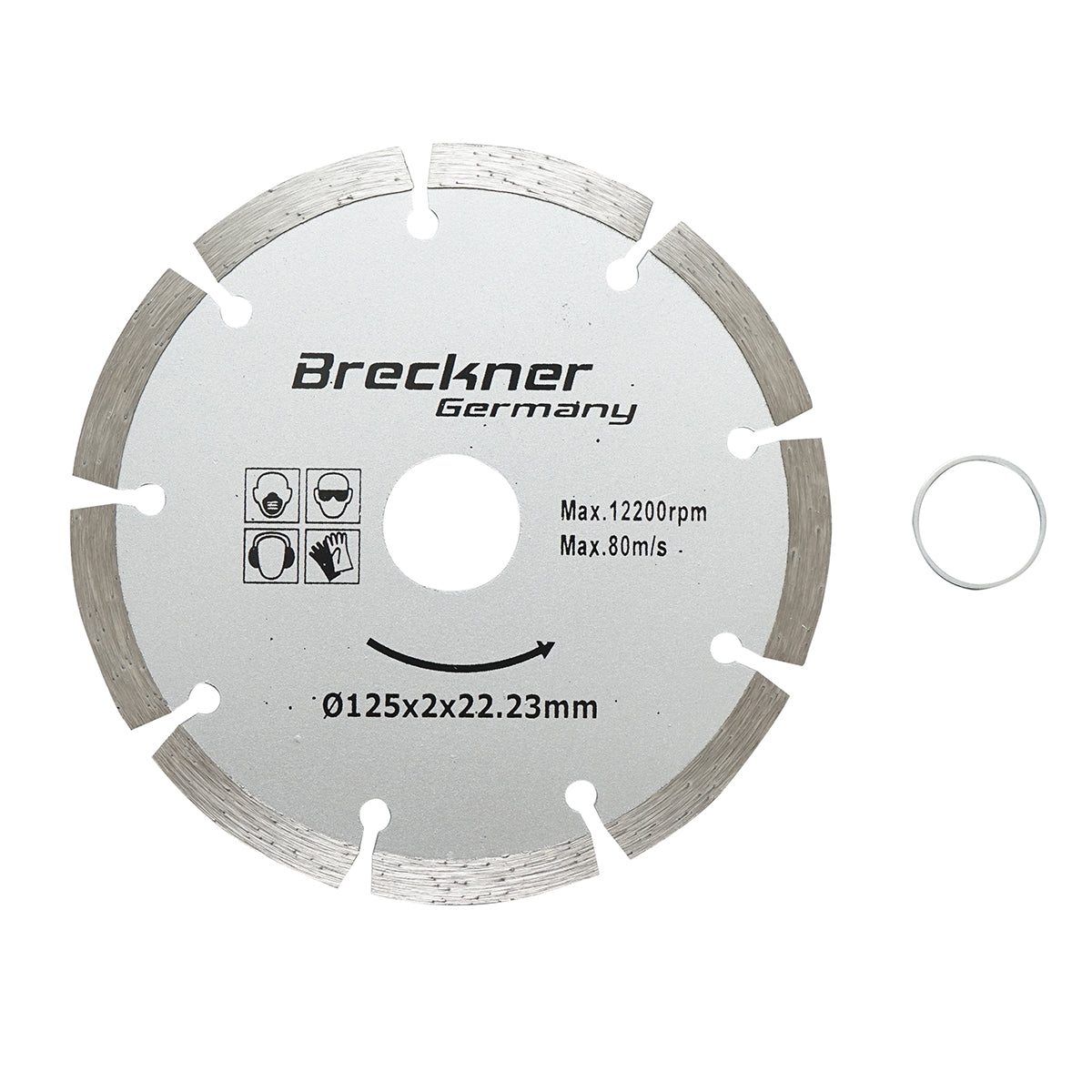 Gyémánt szegmentált szegmentált tárcsa 125x2x22x22.23mm száraz vágáshoz betonhoz és kerámiához Breckner Germany