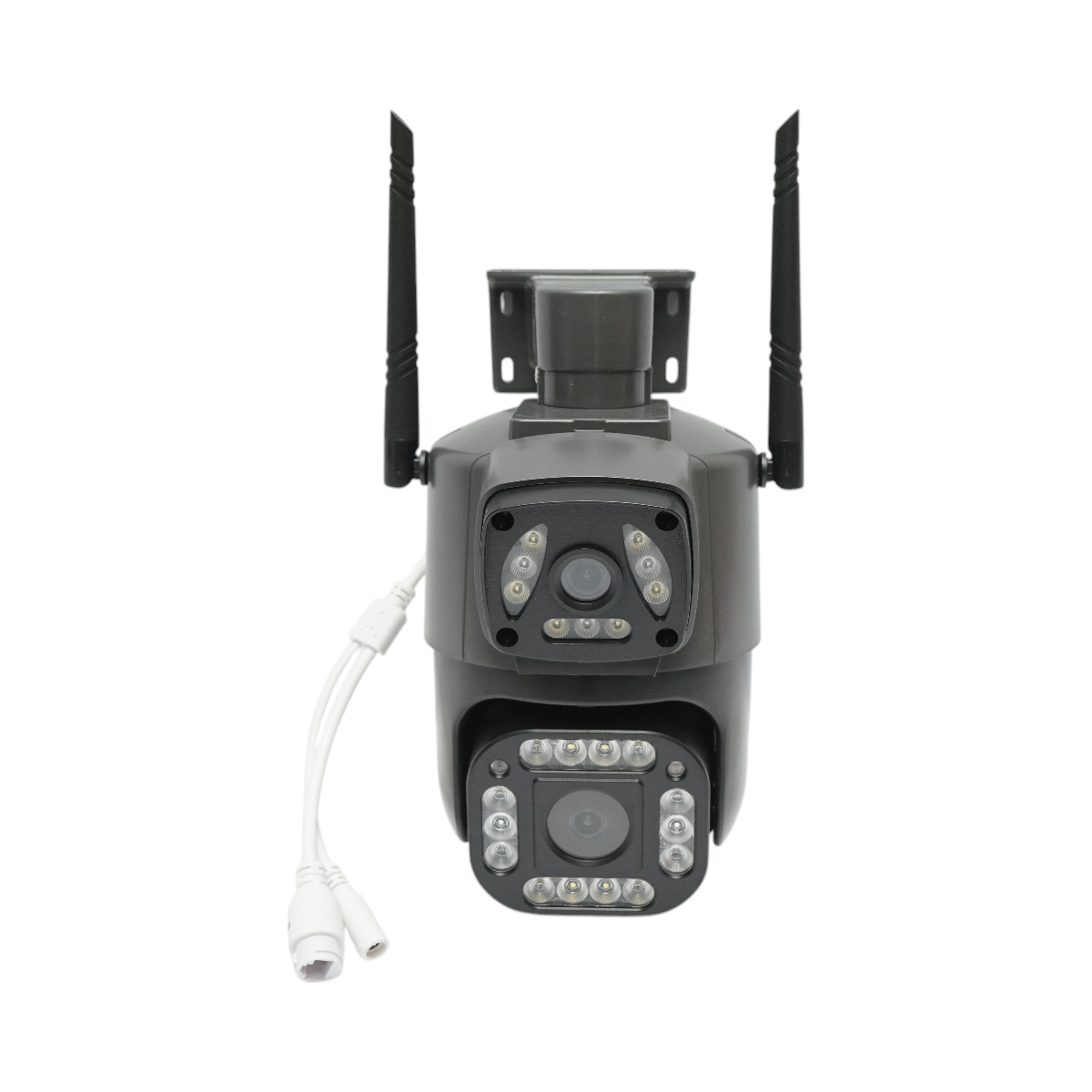 4MP 1080P, P2P WIFI 2.4GHz, PTZ kettős objektíves megfigyelő kamera mozgásérzékelővel, emberérzékeléssel és V380 Pro alkalmazással.