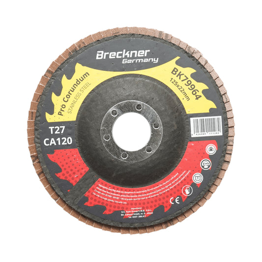 T27 T27 CA120, 125x22mm csiszolókorong rozsdamentes acél és fém csiszolásához/polírozásához Breckner Germany