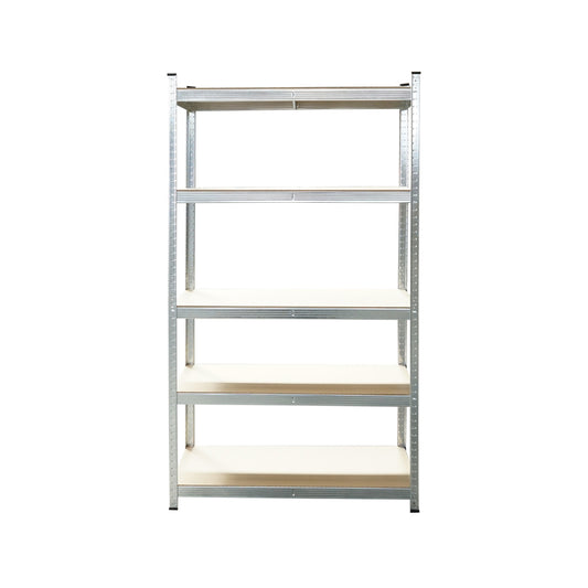 Salgó polc, fém polc, 5 MDF polccal, 180x100x60cm, 175kg/polc, csavarmentes szerelés, horganyzott, horganyzott.