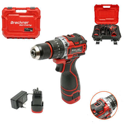 Fúró-csavarbehajtó gép ütőfunkcióval 320W, 2 akkumulátor 16.8V, 1.5Ah Li-ion, LED, brushless, 50Nm, 10mm tokmány, 0-500/1500rpm Breckner Germany