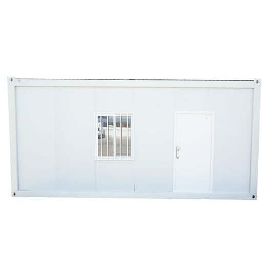 Konténerház 600x300x290cm-es típus, 2 ablakkal, egyszerű ajtóval és elektromos szereléssel.