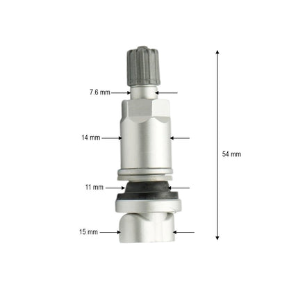 Ezüst színű tömlőnélküli gumiszelep, 54 mm, TPMS-01 szenzorhoz kompatibilis