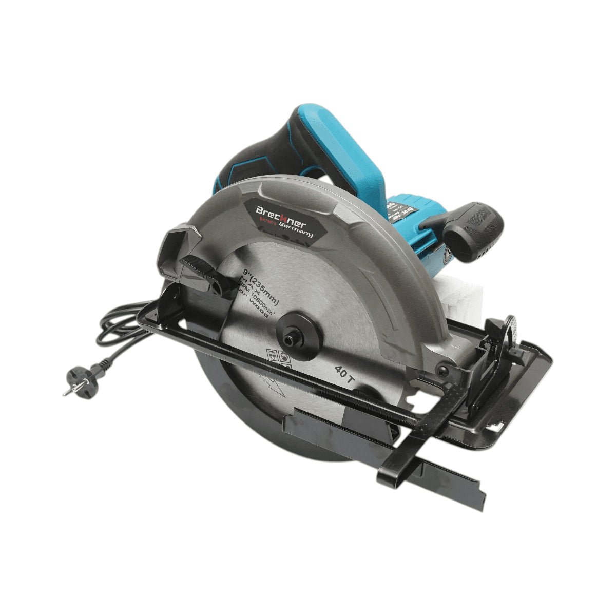 2000 W-os kézi körfűrész, 220 V, 235 mm-es fűrészlap, 0–45°-os vágási szög, 4100 fordulat/perc sebesség Breckner Germany