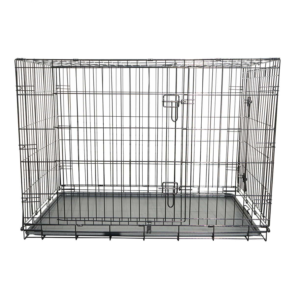 Összecsukható fém állathordozó 2 ajtóval, kivehető tálcával és fogantyúval 107x71x77.5cm