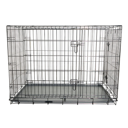 Összecsukható fém állathordozó 2 ajtóval, kivehető tálcával és fogantyúval 107x71x77.5cm