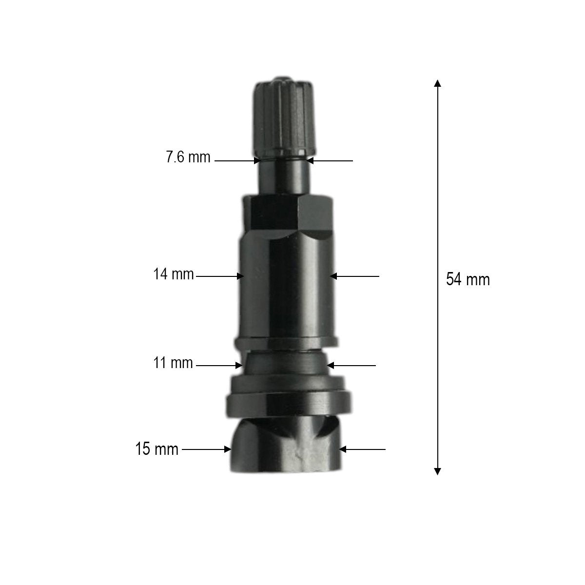 Fekete tubeless kerékszelep 54mm TPMS-01 szenzor kompatibilis