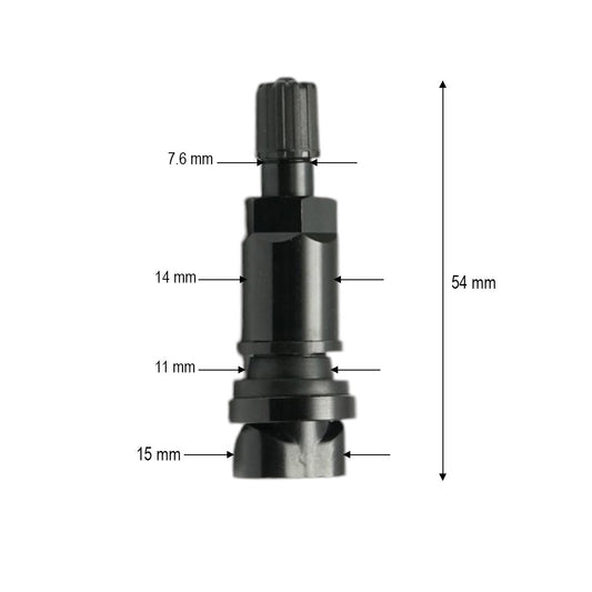 Fekete tubeless kerékszelep 54mm TPMS-01 szenzor kompatibilis