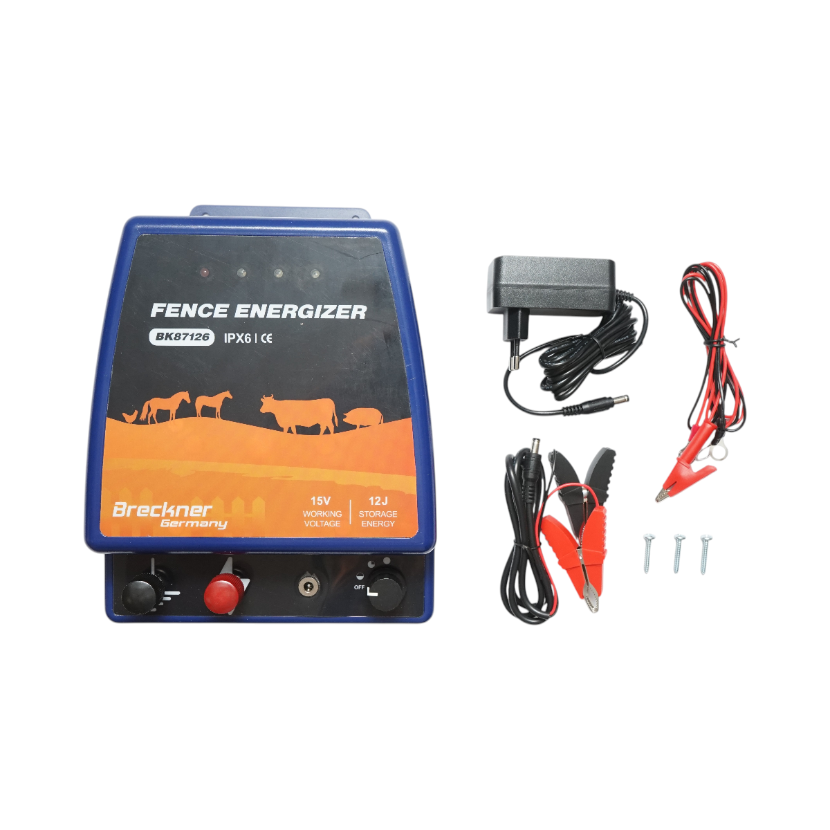 12 Joule impulzusgenerátor készülék, 12V/220V, 80 km elektromos kerítéshez IPX6 Breckner Germany