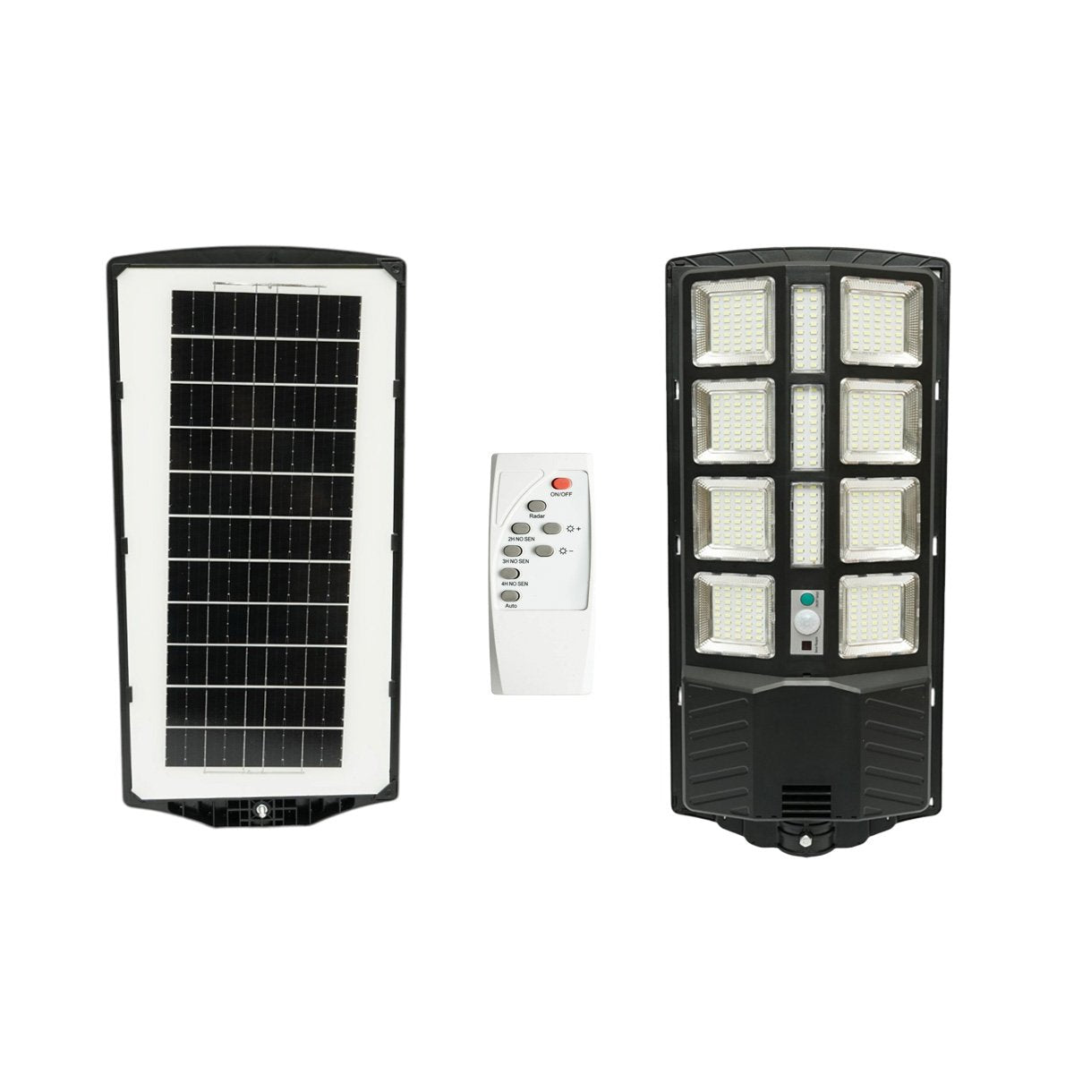 Napelemes LED közvilágítási lámpa 200W 12W-os napelem panellel, 8000mAh akkumulátor, mozgásérzékelő, távirányító, oszlopra szerelhető IP67 Breckner Germany