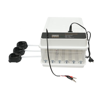 Automata inkubátor 30 tojás 50W, 12V-220V, automatikus forgatással, hőmérséklet-szabályozással, páratartalom szabályozással, digitális kijelzővel.