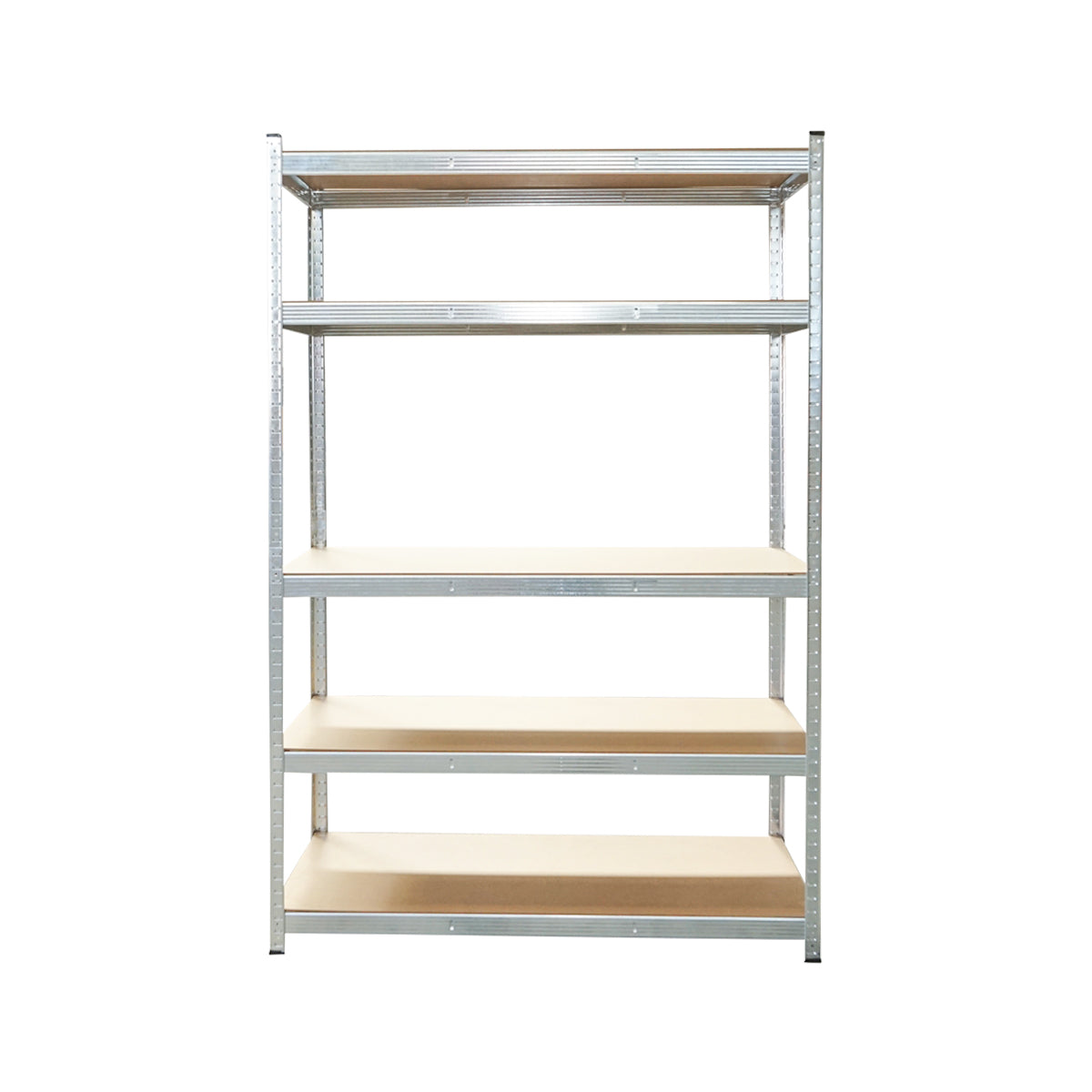 Salgó polc, fém polc, 5 MDF polccal, 180x120x50cm, 300kg/polc, csavarmentes szerelés, horganyzott, horganyzott.