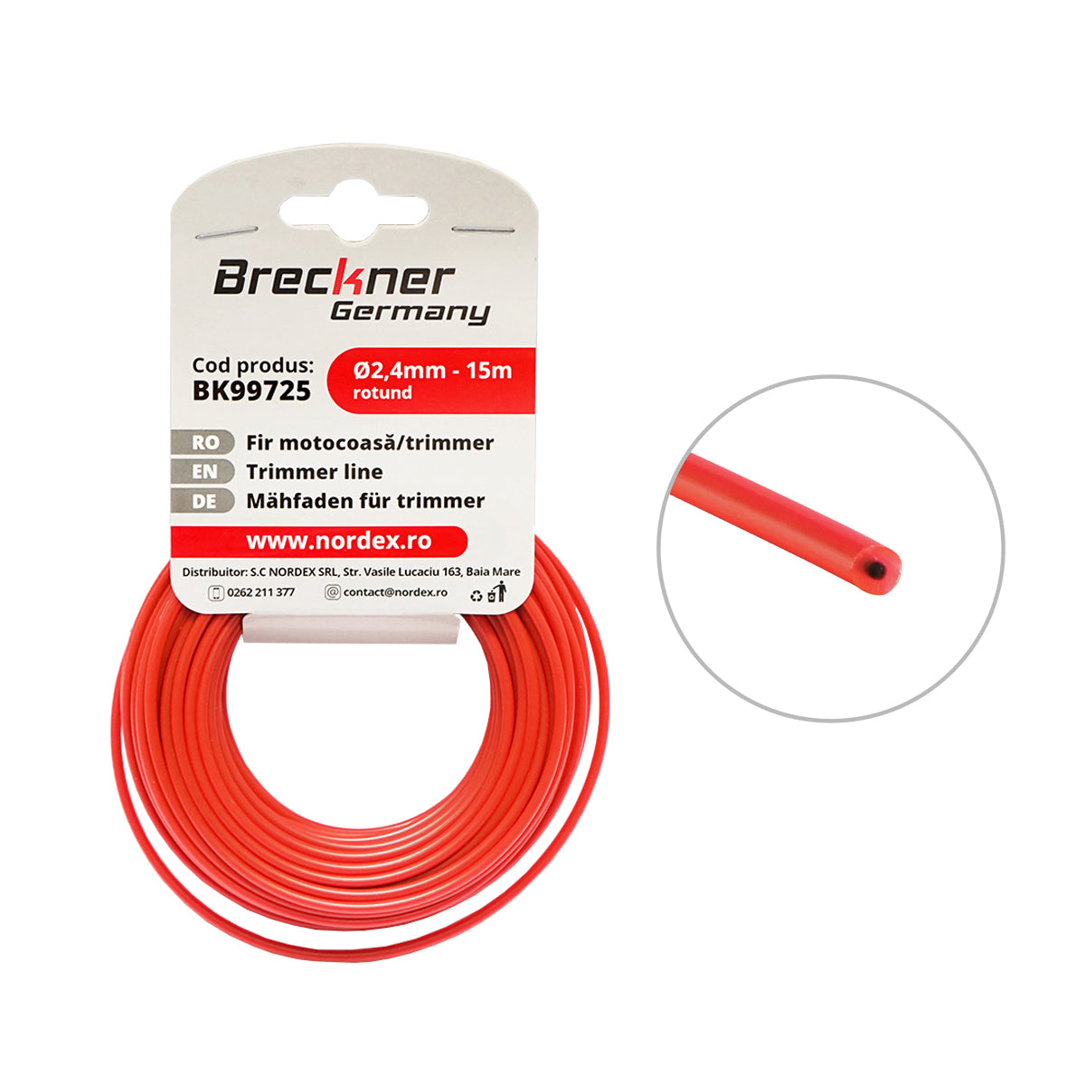 Kerek fűkasza damil, 2.4 mm x 15 m Breckner Germany