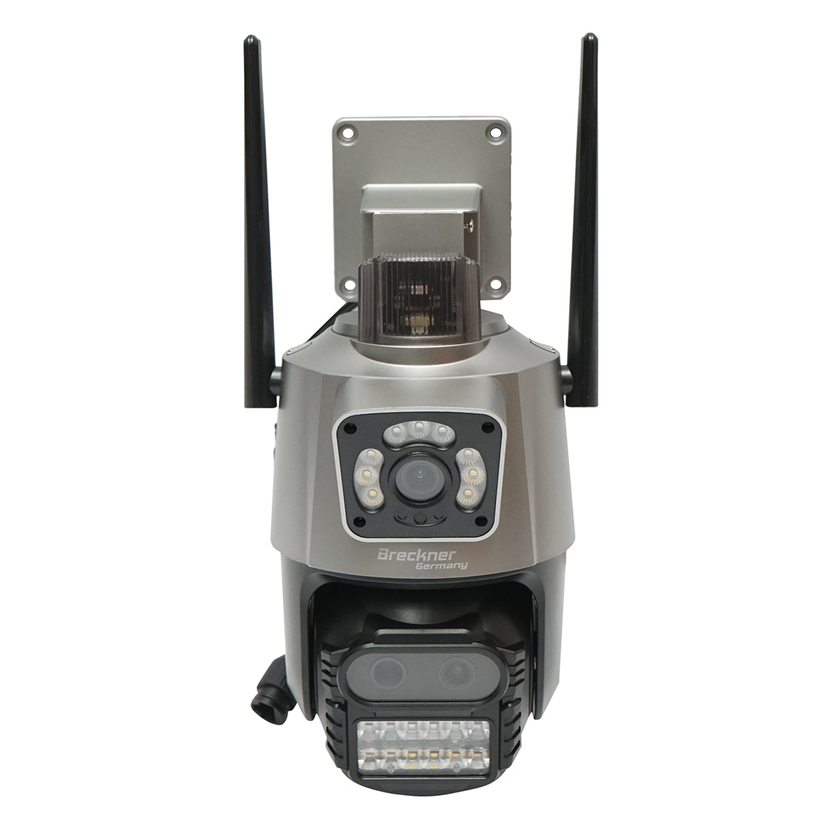 Felügyeleti kamera 3 lencse, 2 lencse 9 MP, P2P WIFI 2.4GHz, PTZ mozgásérzékelővel, szirénával, emberérzékeléssel és iCSee alkalmazással.