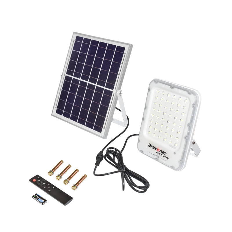 LED reflektor 100W 12W polikristályos napelemmel, LiFePO4 akkumulátor 3.2V/12Ah, 6000K, 700lm IP66 távirányítóval Breckner Germany