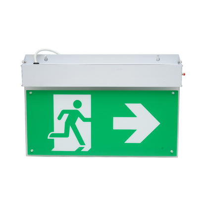 EXIT LED vészjelzés lámpa 220V, 3W, Li-ion 1800mAh akkumulátor, felületre szerelhető, 3 órás üzemidő IP20
