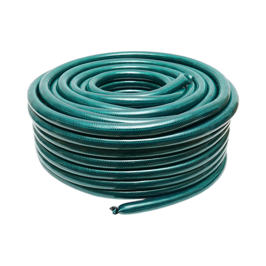 Zöld PVC kerti tömlő 1 inch (25.4mm), PN4 rúd fonott textilbetéttel 50m/tekercs