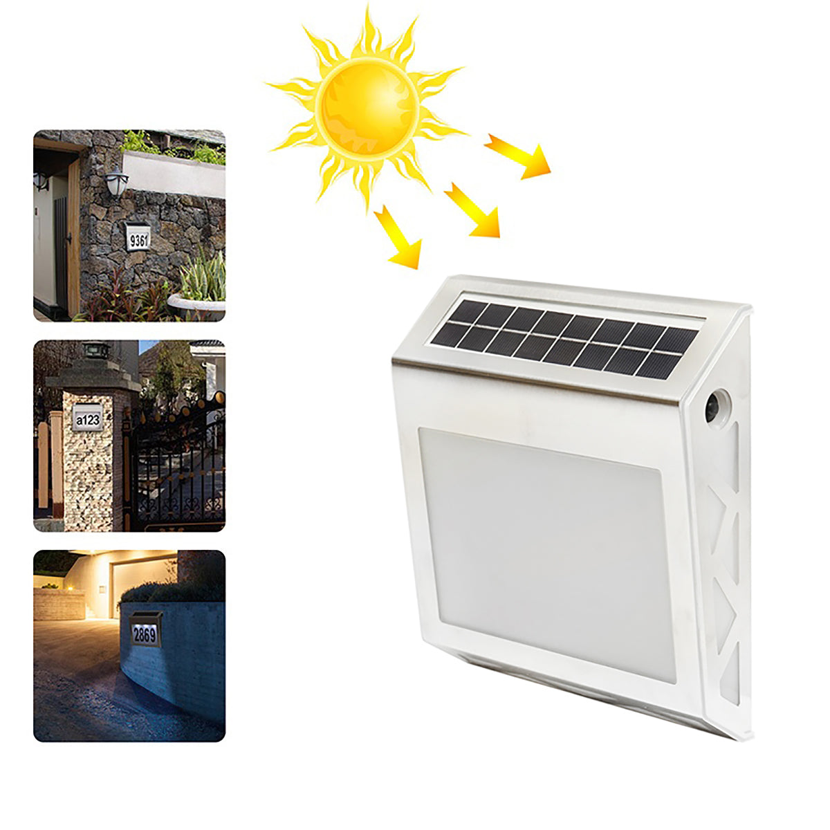 8x0.2W LED lámpa számkijelzővel, 4V/0.6W napelem és 3,2V/500mAh akkumulátor Breckner Germany