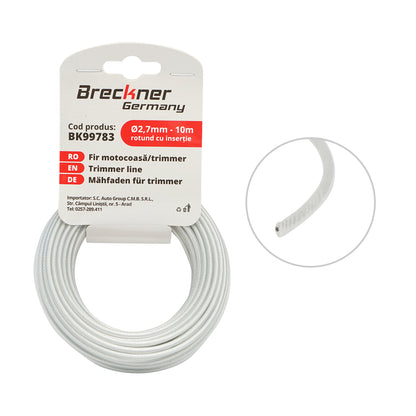 Fűkasza damil, kerek, fém betéttel 2.7mmx10m Breckner Germany